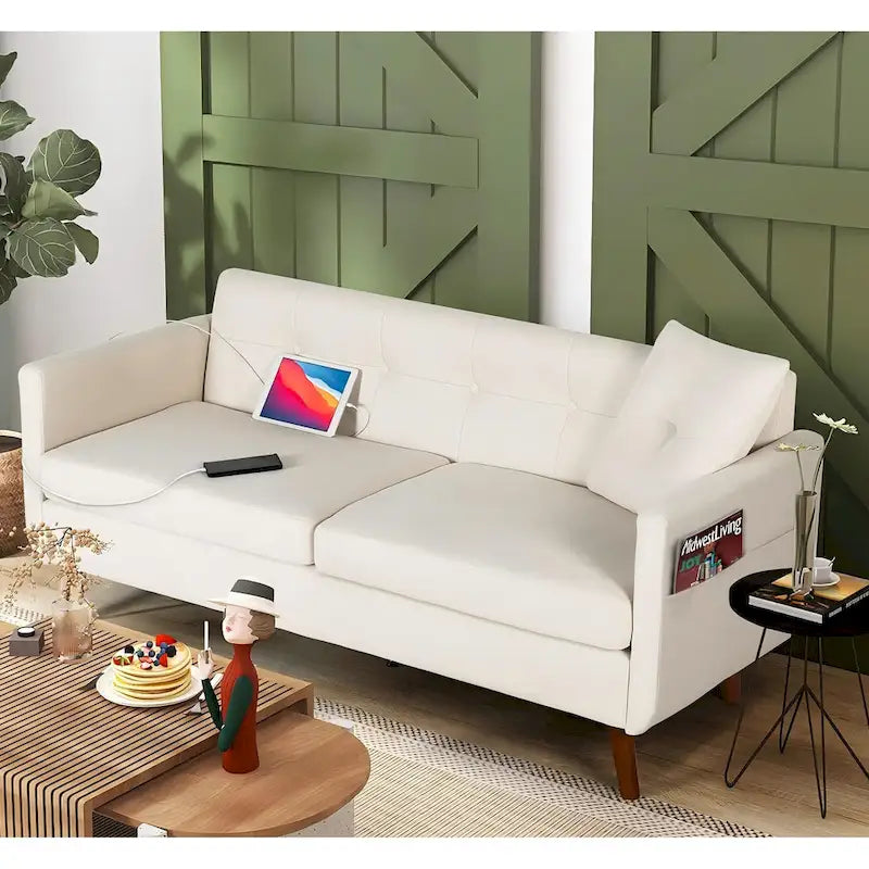 Causeuse de 165 cm avec 2 ports de charge USB