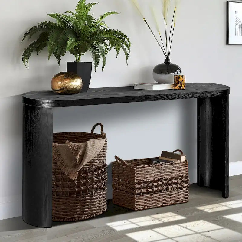 Table console moderne de 60 po avec pieds courbés et design polyvalent