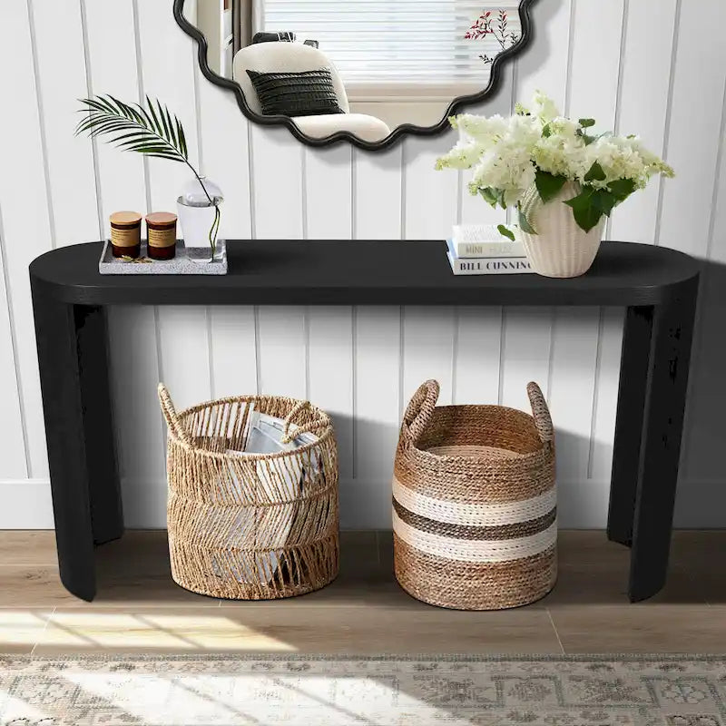Table console moderne de 60 po avec pieds courbés et design polyvalent