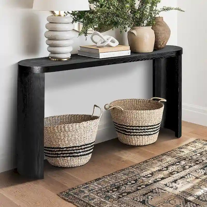 Table console moderne de 60 po avec pieds courbés et design polyvalent
