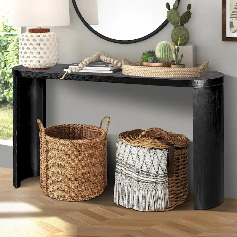 Table console moderne de 60 po avec pieds courbés et design polyvalent