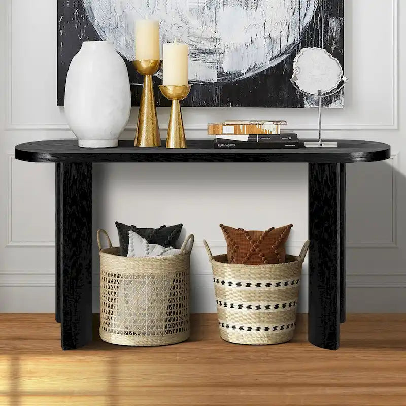 Table console moderne de 60 po avec pieds courbés et design polyvalent