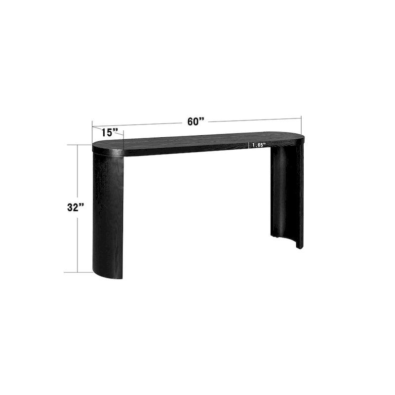 Table console moderne de 60 po avec pieds courbés et design polyvalent