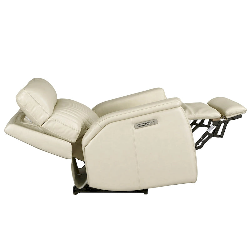 Fauteuil inclinable électrique en cuir avec appuie-tête et support lombaire électriques, port USB et USB-C