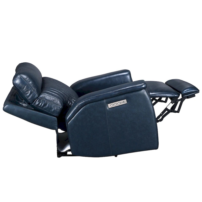 Fauteuil inclinable électrique en cuir avec appuie-tête et support lombaire électriques, port USB et USB-C