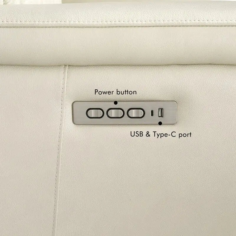 Fauteuil inclinable électrique en cuir avec appuie-tête et support lombaire électriques, port USB et USB-C