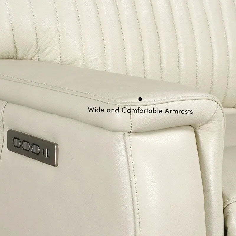 Fauteuil inclinable électrique en cuir avec appuie-tête et support lombaire électriques, port USB et USB-C