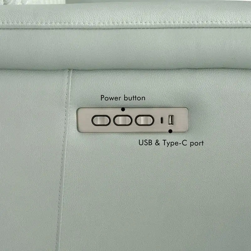 Fauteuil inclinable électrique en cuir avec appuie-tête et support lombaire électriques, port USB et USB-C