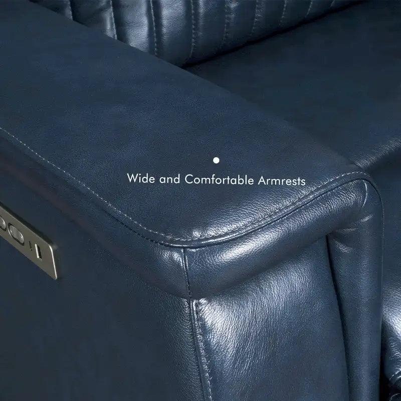 Fauteuil inclinable électrique en cuir avec appuie-tête et support lombaire électriques, port USB et USB-C
