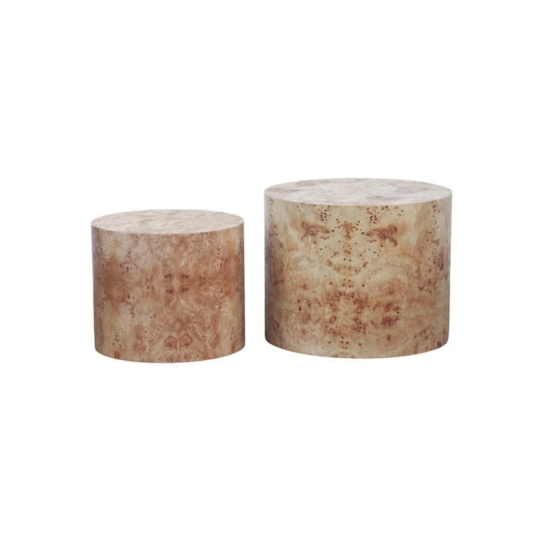 Lot de 2 tables basses gigognes rondes modernes en bois