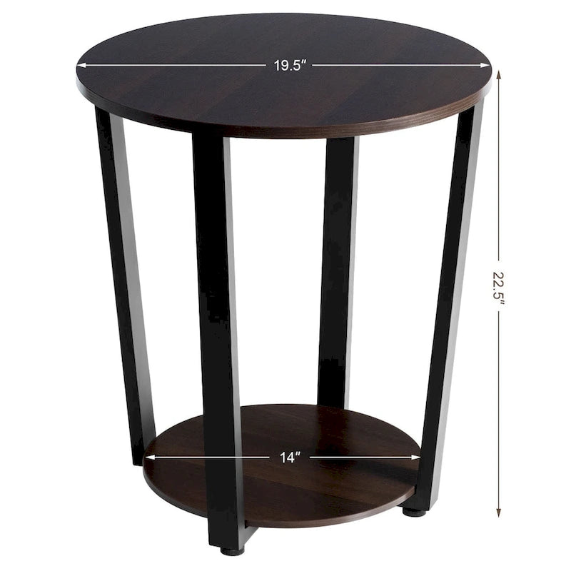 Lot de 2 tables d'appoint industrielles, tables de chevet, étagères de rangement