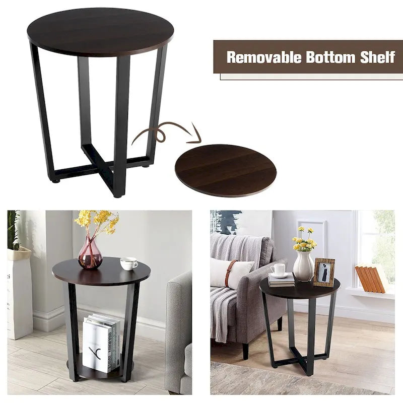 Lot de 2 tables d'appoint industrielles, tables de chevet, étagères de rangement