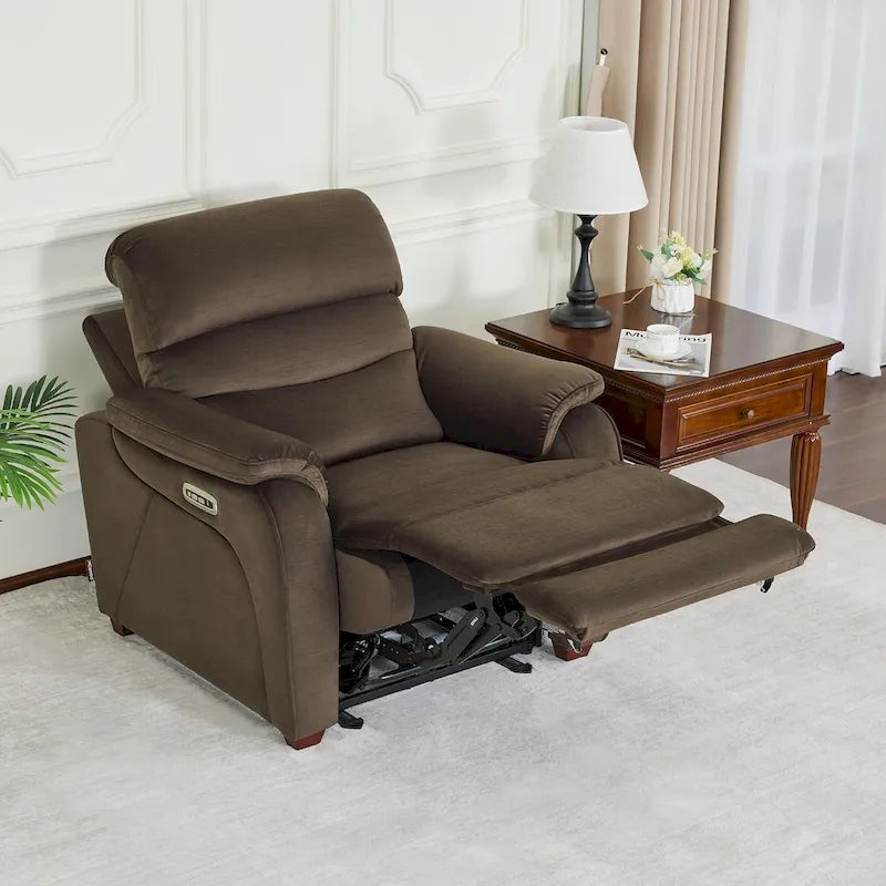Fauteuil inclinable électrique gain de place avec appui-tête réglable, idéal pour les petits espaces et les camping-cars, Tissu
