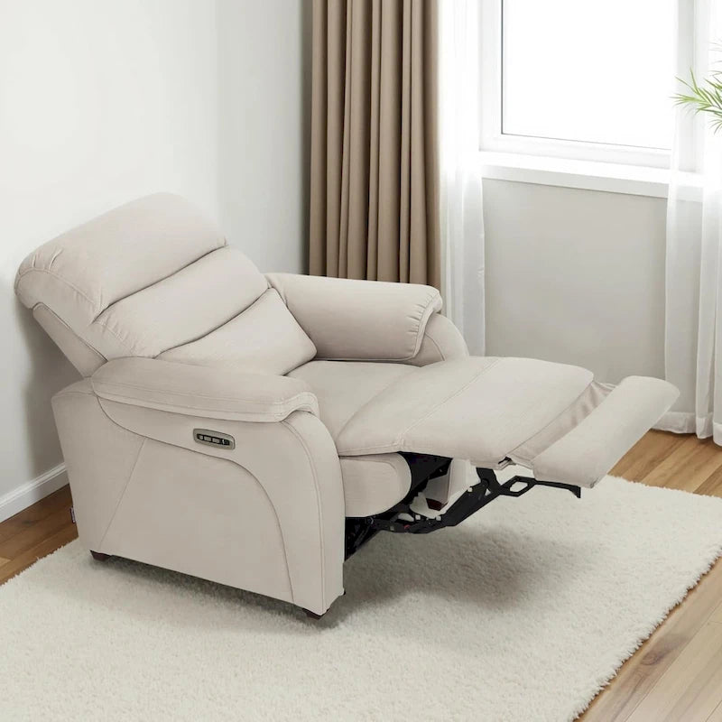 Fauteuil inclinable électrique gain de place avec appui-tête réglable, idéal pour les petits espaces et les camping-cars, Tissu