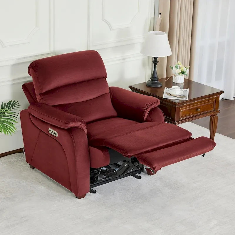 Fauteuil inclinable électrique gain de place avec appui-tête réglable, idéal pour les petits espaces et les camping-cars, Tissu