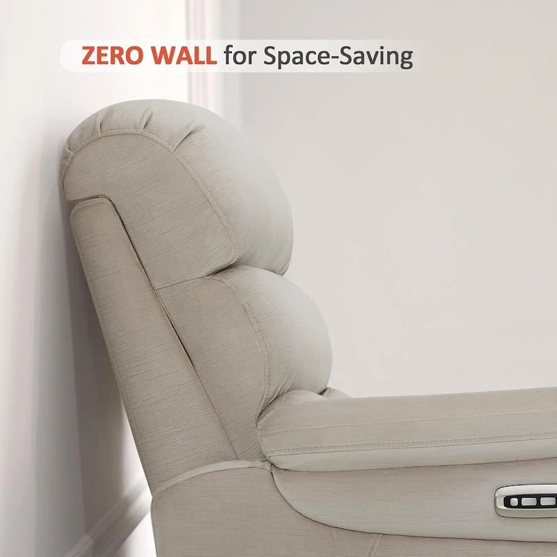 Fauteuil inclinable électrique gain de place avec appui-tête réglable, idéal pour les petits espaces et les camping-cars, Tissu
