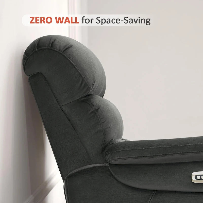 Fauteuil inclinable électrique gain de place avec appui-tête réglable, idéal pour les petits espaces et les camping-cars, Tissu
