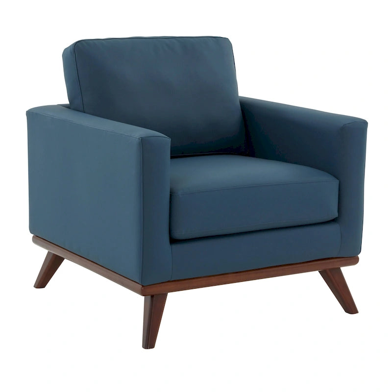 Fauteuil d'appoint en cuir une place Mid-Century Modern pour salon, chambre, ou salle de détente - 33.46