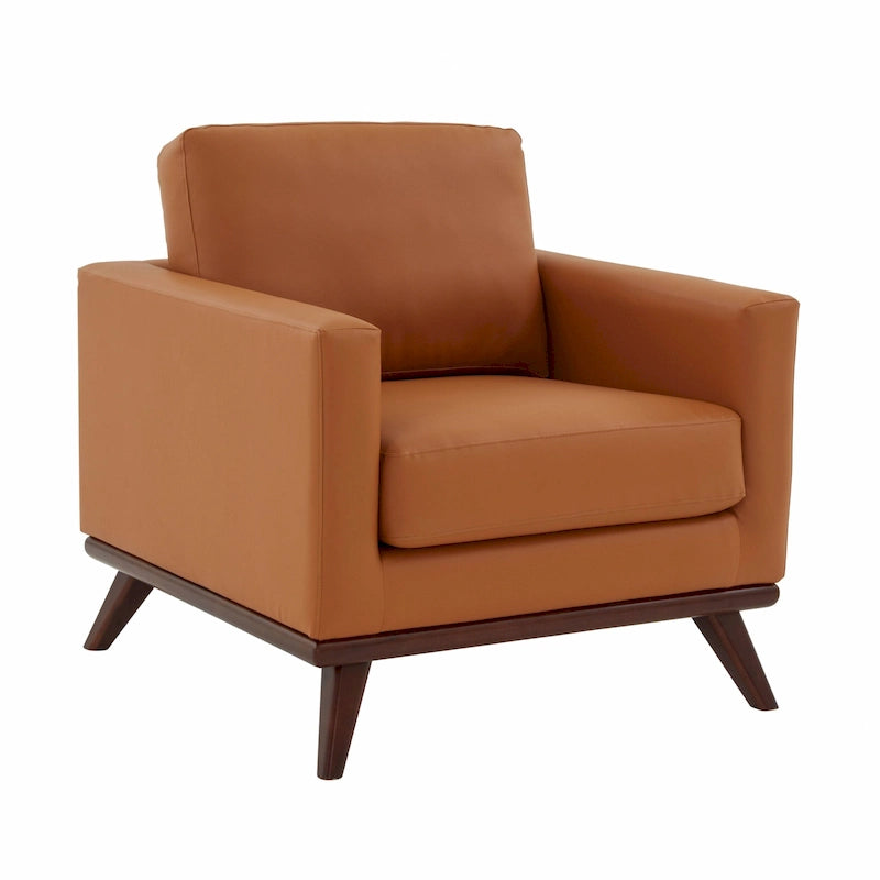 Fauteuil d'appoint en cuir une place Mid-Century Modern pour salon, chambre, ou salle de détente - 33.46