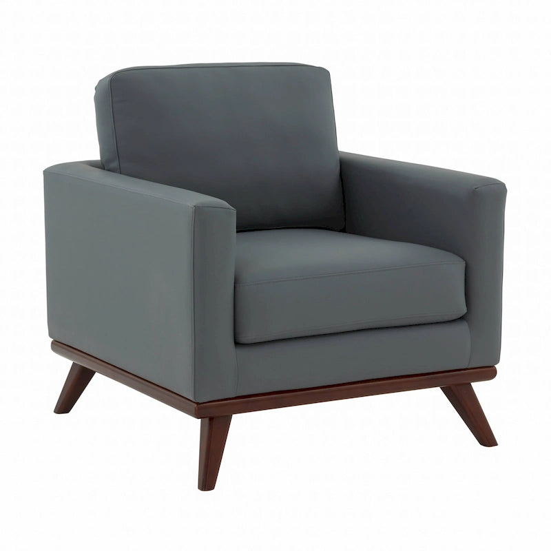 Fauteuil d'appoint en cuir une place Mid-Century Modern pour salon, chambre, ou salle de détente - 33.46