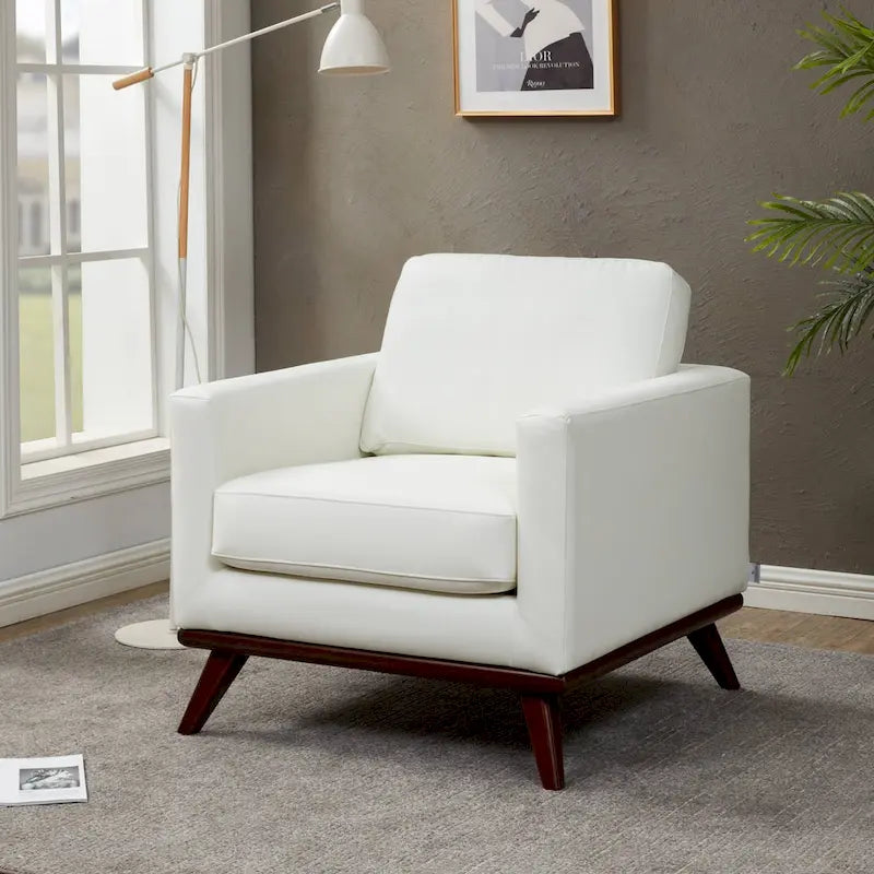 Chester Mid-Century Modern One-Seater Sofa Leather Accent Arm Chair for Living Room Bedroom Lounge - 33.46