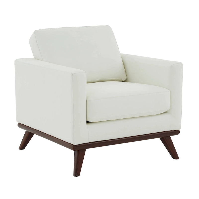 Fauteuil d'appoint en cuir une place Mid-Century Modern pour salon, chambre, ou salle de détente - 33.46