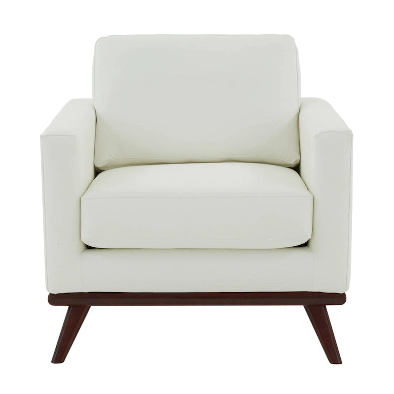 Fauteuil d'appoint en cuir une place Mid-Century Modern pour salon, chambre, ou salle de détente - 33.46
