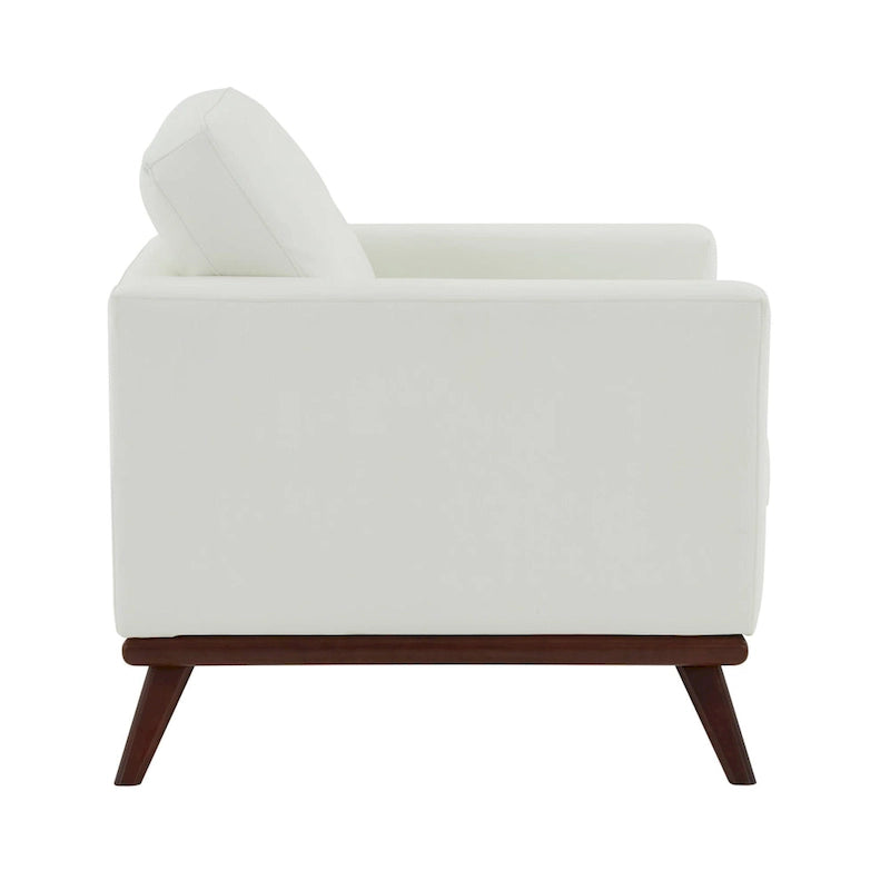 Fauteuil d'appoint en cuir une place Mid-Century Modern pour salon, chambre, ou salle de détente - 33.46