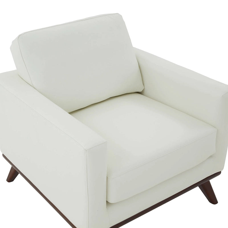 Fauteuil d'appoint en cuir une place Mid-Century Modern pour salon, chambre, ou salle de détente - 33.46