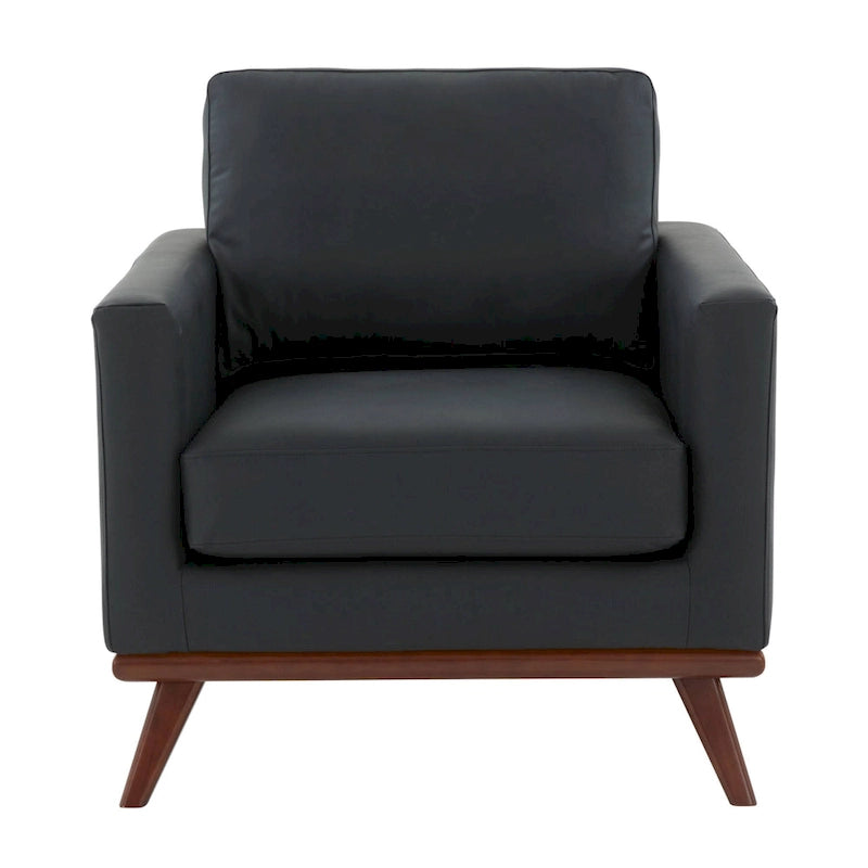 Fauteuil d'appoint en cuir une place Mid-Century Modern pour salon, chambre, ou salle de détente - 33.46