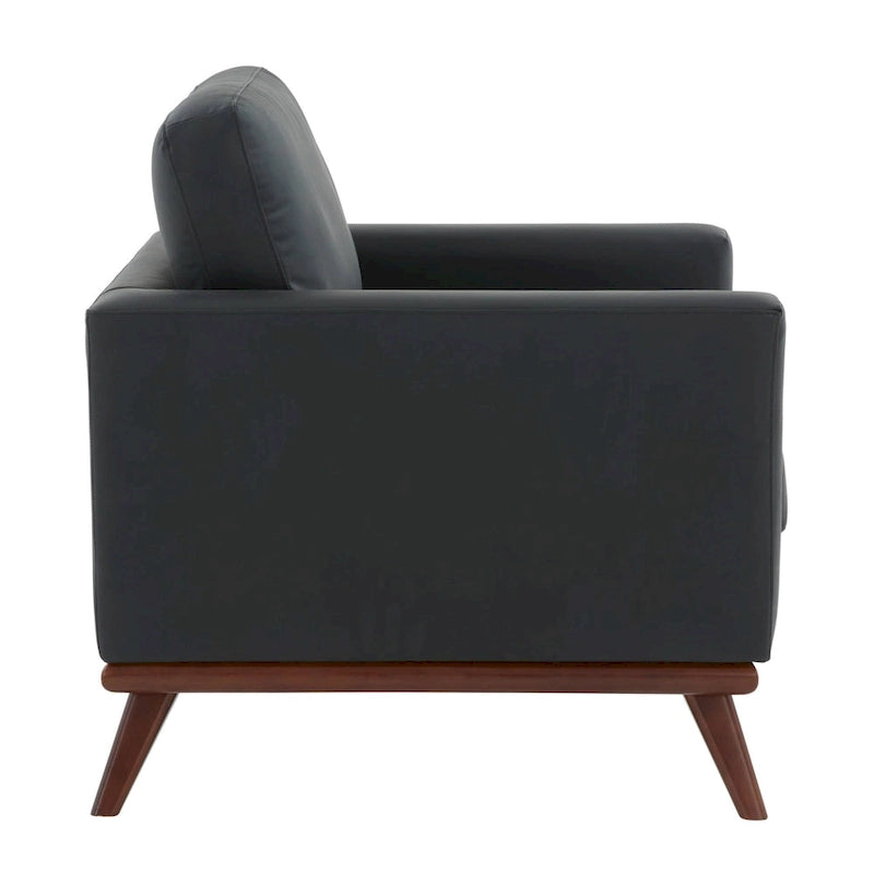 Fauteuil d'appoint en cuir une place Mid-Century Modern pour salon, chambre, ou salle de détente - 33.46