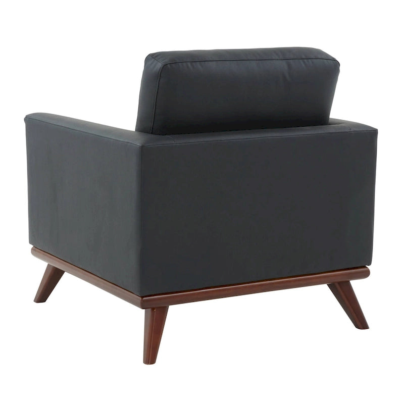 Fauteuil d'appoint en cuir une place Mid-Century Modern pour salon, chambre, ou salle de détente - 33.46
