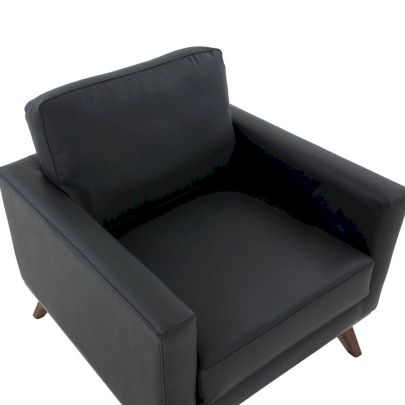 Fauteuil d'appoint en cuir une place Mid-Century Modern pour salon, chambre, ou salle de détente - 33.46
