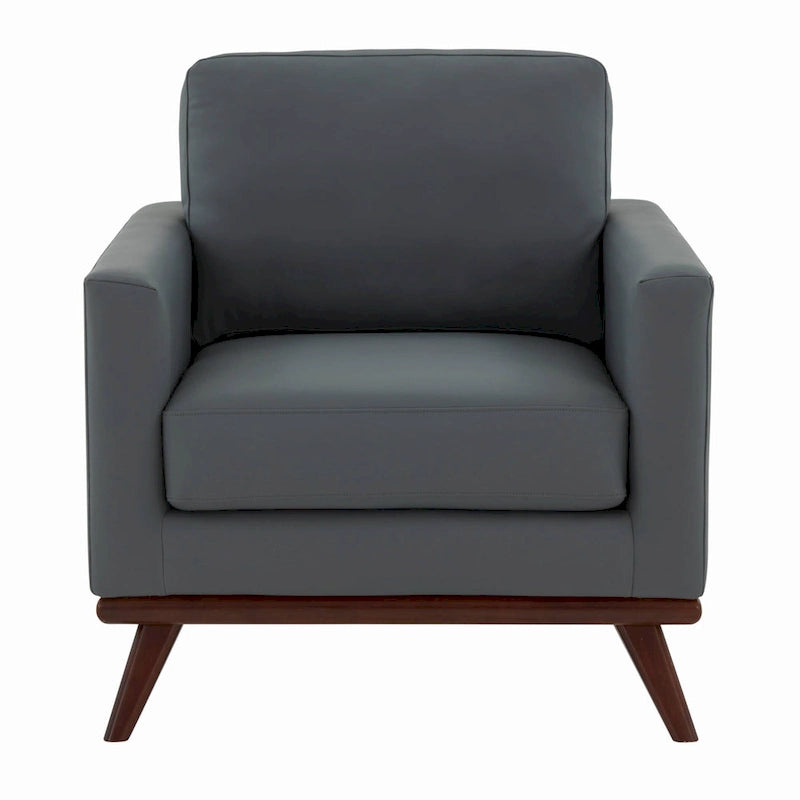 Fauteuil d'appoint en cuir une place Mid-Century Modern pour salon, chambre, ou salle de détente - 33.46