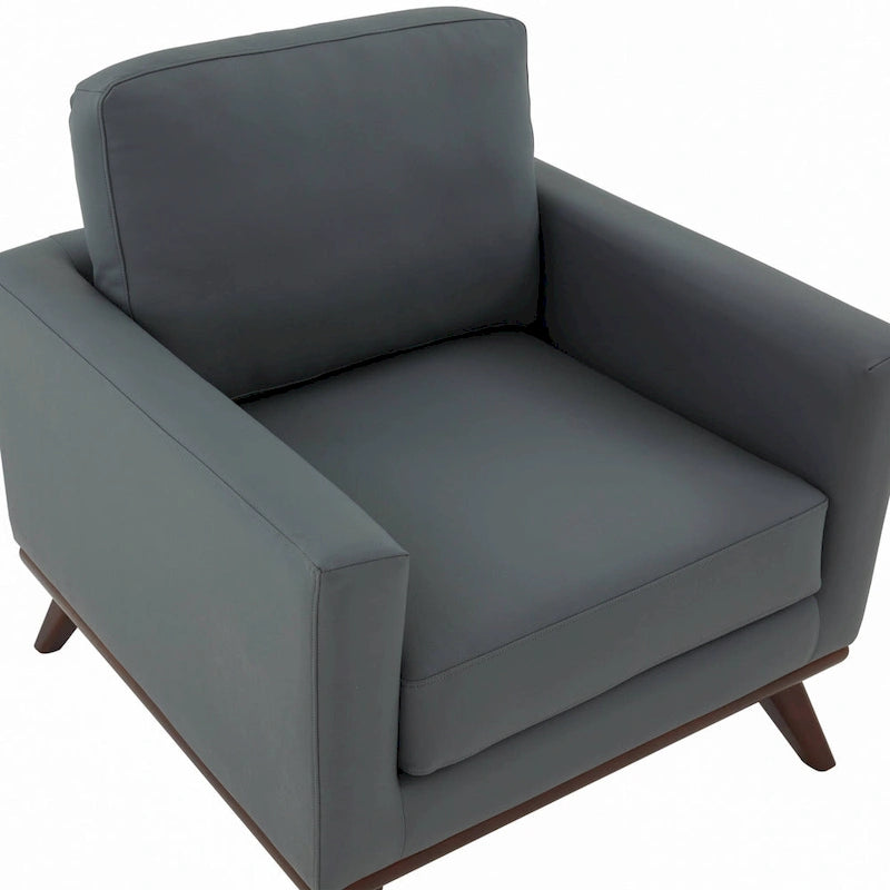 Fauteuil d'appoint en cuir une place Mid-Century Modern pour salon, chambre, ou salle de détente - 33.46