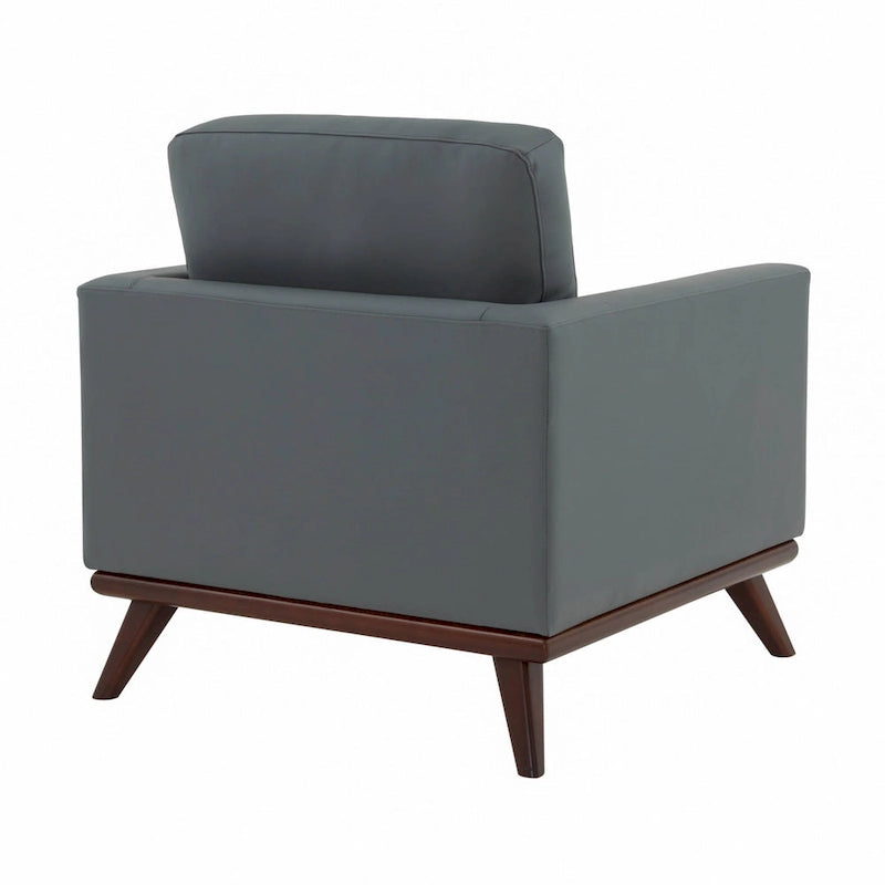 Fauteuil d'appoint en cuir une place Mid-Century Modern pour salon, chambre, ou salle de détente - 33.46