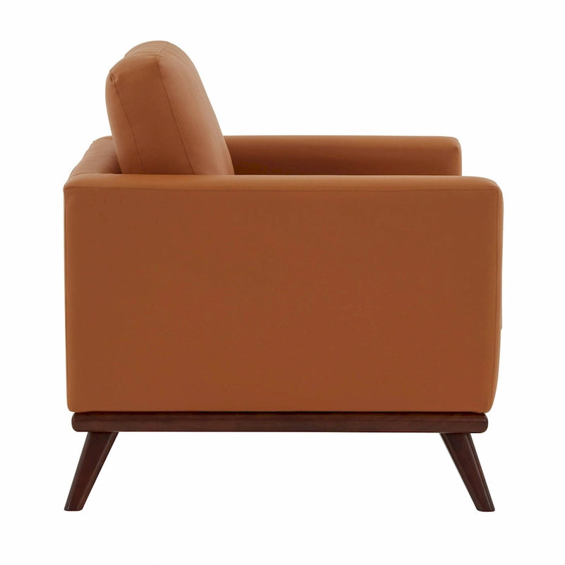 Fauteuil d'appoint en cuir une place Mid-Century Modern pour salon, chambre, ou salle de détente - 33.46
