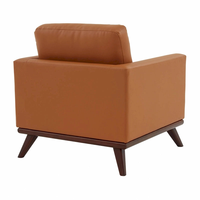 Fauteuil d'appoint en cuir une place Mid-Century Modern pour salon, chambre, ou salle de détente - 33.46