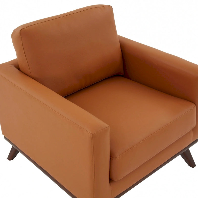 Fauteuil d'appoint en cuir une place Mid-Century Modern pour salon, chambre, ou salle de détente - 33.46