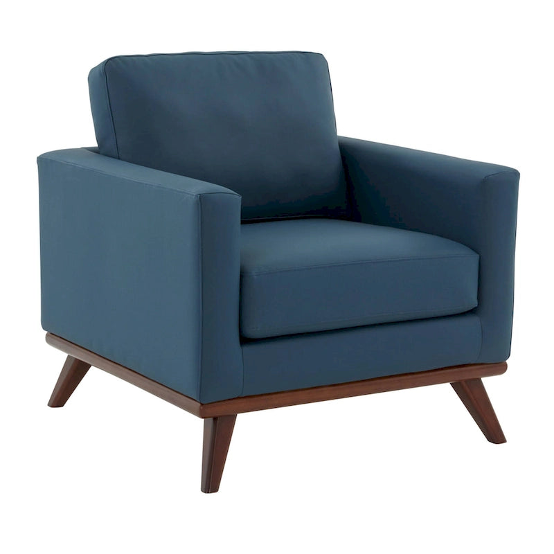 Fauteuil d'appoint en cuir une place Mid-Century Modern pour salon, chambre, ou salle de détente - 33.46