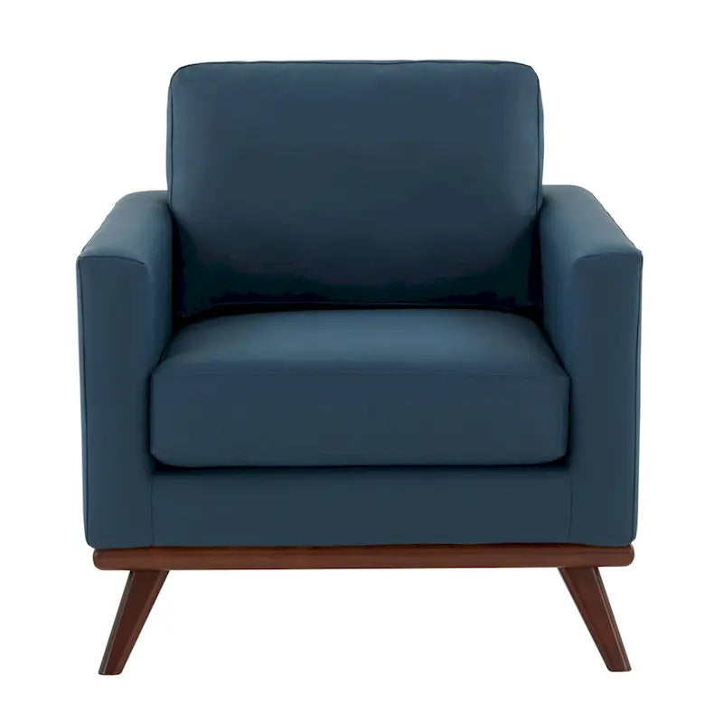 Fauteuil d'appoint en cuir une place Mid-Century Modern pour salon, chambre, ou salle de détente - 33.46