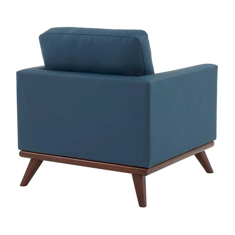Fauteuil d'appoint en cuir une place Mid-Century Modern pour salon, chambre, ou salle de détente - 33.46