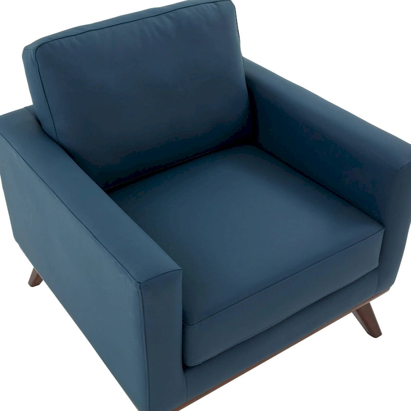 Fauteuil d'appoint en cuir une place Mid-Century Modern pour salon, chambre, ou salle de détente - 33.46