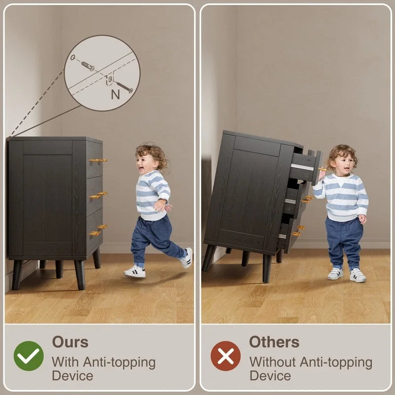 Commode double en bois à 6 tiroirs, Meuble de rangement, Meuble TV pour Chambre à coucher, Salon et Entrée