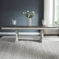 Table à tréteaux brun vieilli et blanc antique