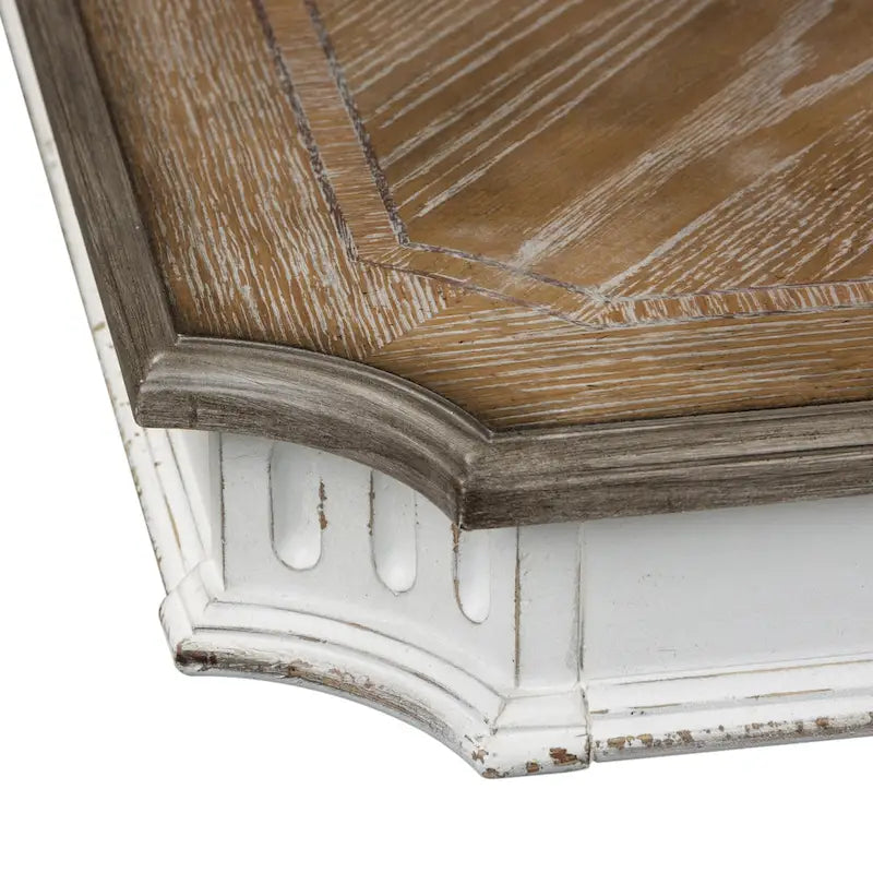 Table à tréteaux brun vieilli et blanc antique