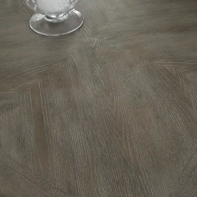 Table à tréteaux brun vieilli et blanc antique