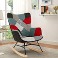 Patchwork Rocking Chair Upholstered Recliner Comfy Accent Chair