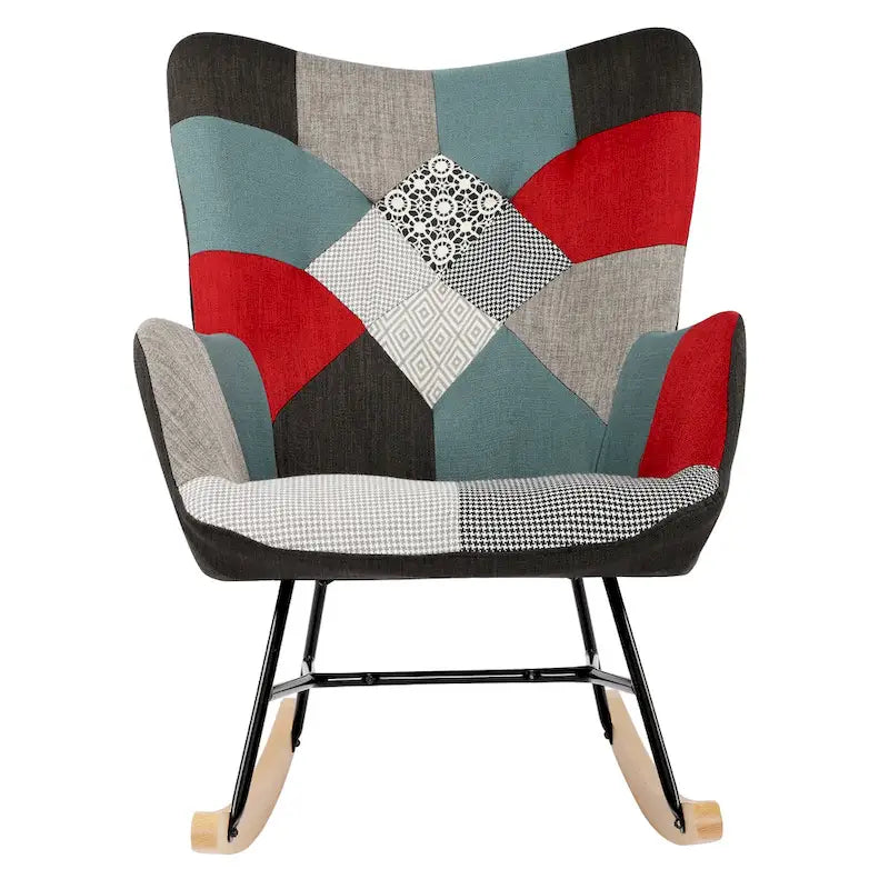 Fauteuil à bascule patchwork inclinable rembourré Fauteuil d'appoint confortable