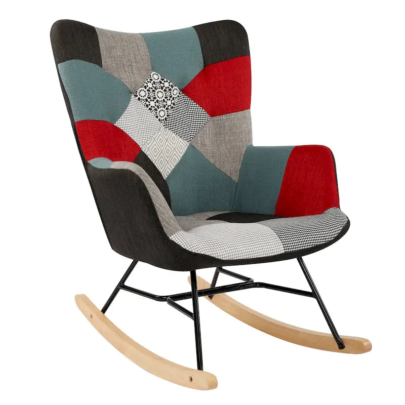 Fauteuil à bascule patchwork inclinable rembourré Fauteuil d'appoint confortable